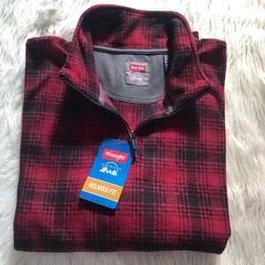 WRANGLER OUTDOOR PLAID LONG SLEEVE FLEECE SHIRT